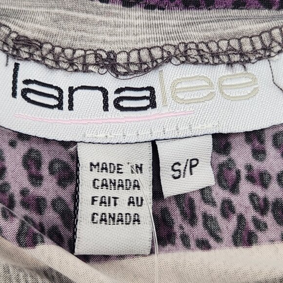 Lana Lee Purple Print Top Size S, Long Sleeve, Tie Front, New Made in Canada - Picture 6 of 7